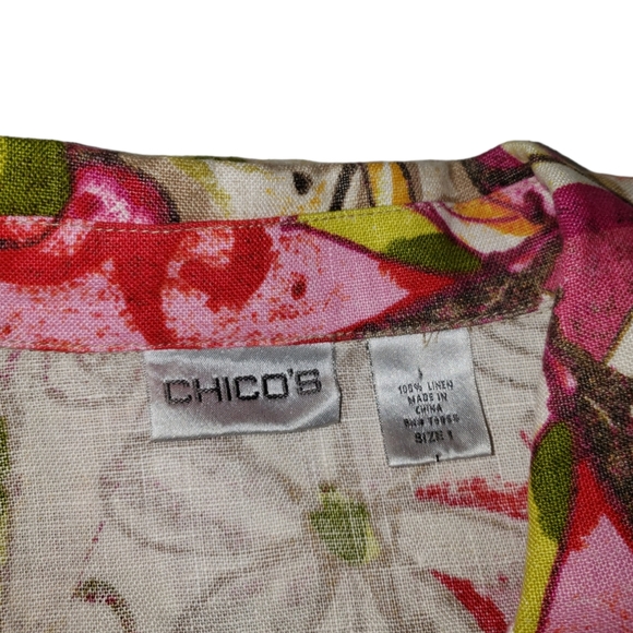 Chico's Linen floral button down colorful shirt - Picture 9 of 9
